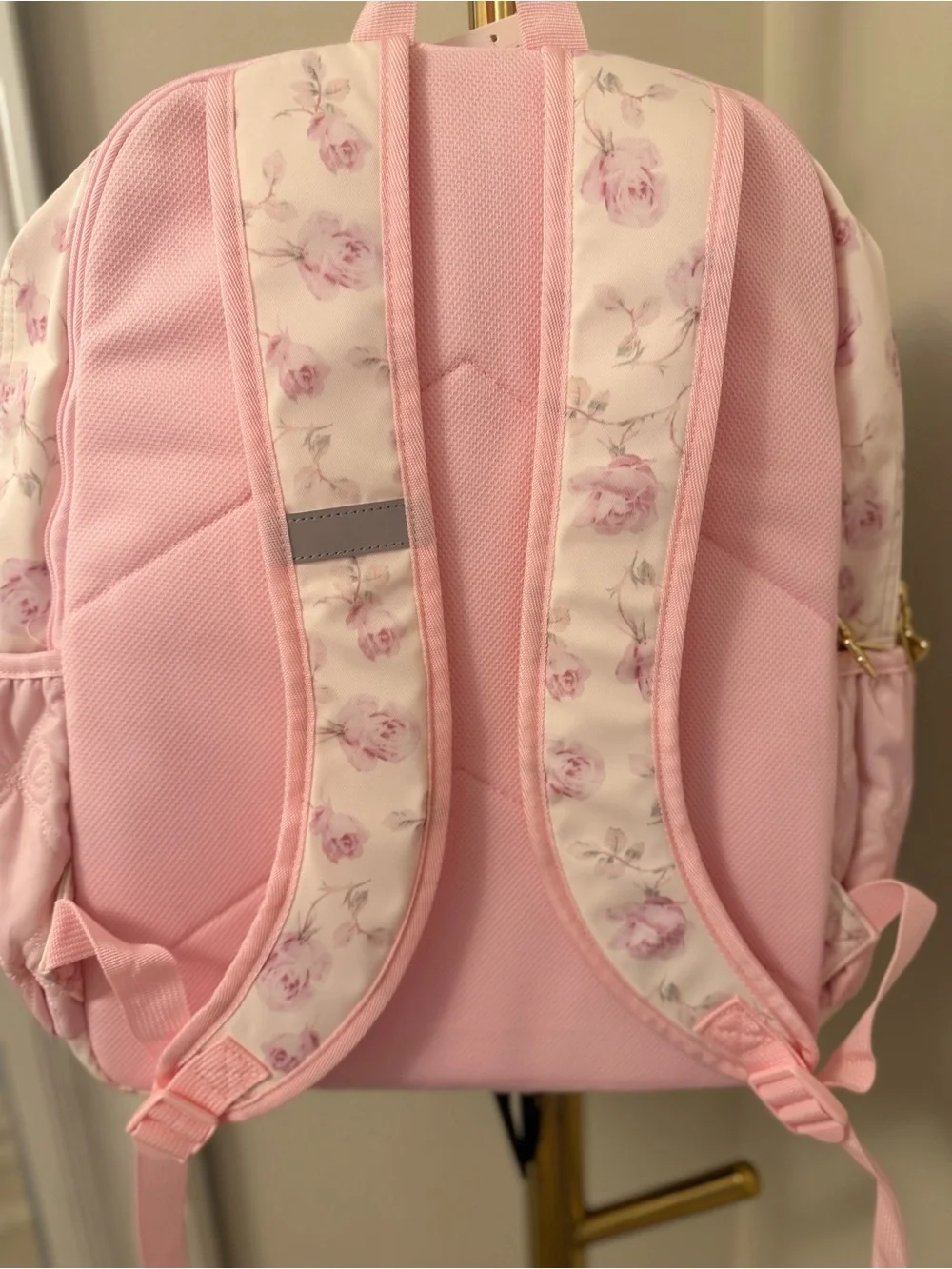 LoveShackFancy Pink Floral Quilted Kids Backpack with Bow Charm